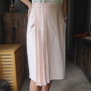 Vintage 90's Pink Linen Pleated Tea Length Skirt 💖